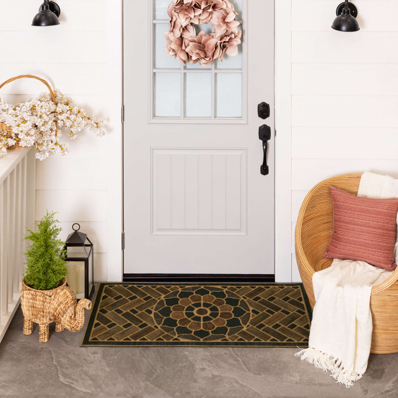 Kesha 48" L Rectangular Recycled Rubber Door Mat , Gray