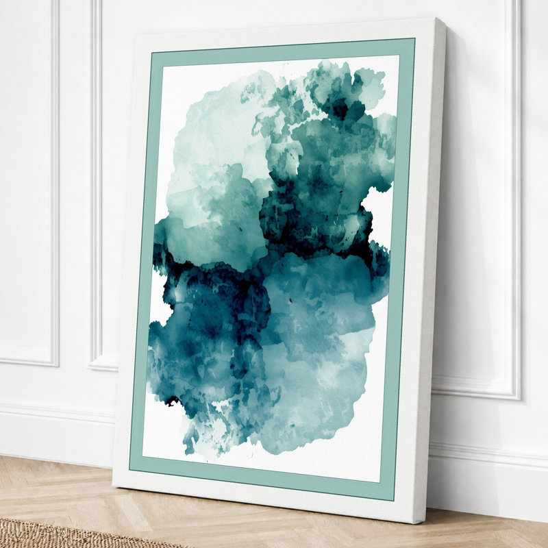 Teal Depths Abstract - Wrapped Canvas, 18x12 - 45.7 x 30.5 cm, White Border