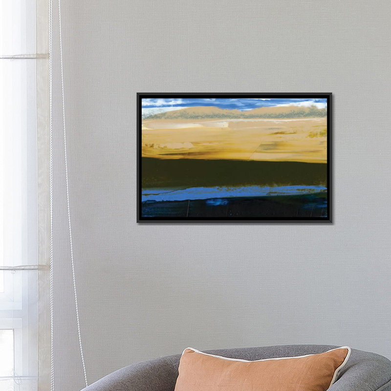 «Deconstrstruction View In Blue II» par Sharon Gordon - reproduction d'art sur toile tendue, H 18 po x l 26 po x P 1,5 po
