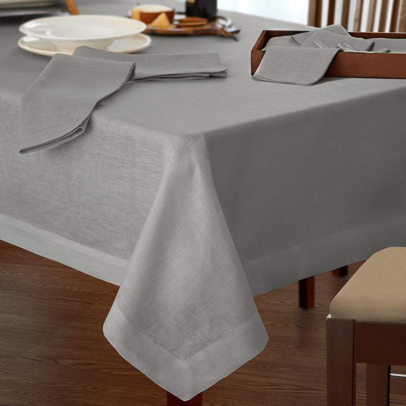 La Classica Solid Color Linen Tablecloth, Gray, 70" L x 70" W