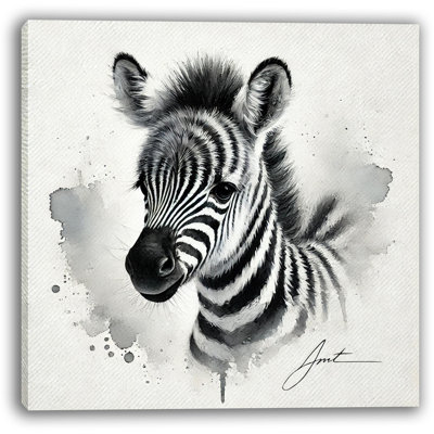 Charmant bébé zèbre, aquarelle sur toile