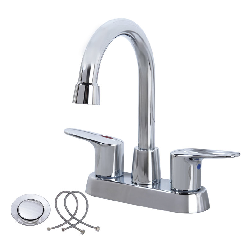 2-handle Bathroom Faucet with Drain Assembly, Chrome