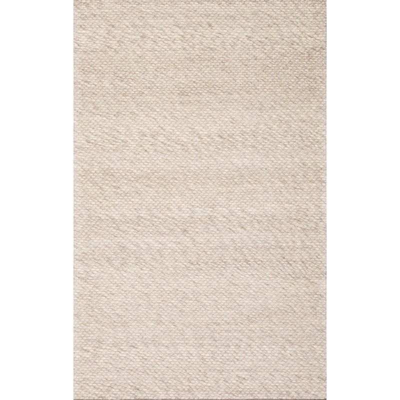 Tapis décoratif de Ivoire en laine nouée à la main Osias, Rectangle 8 pi x 10 pi