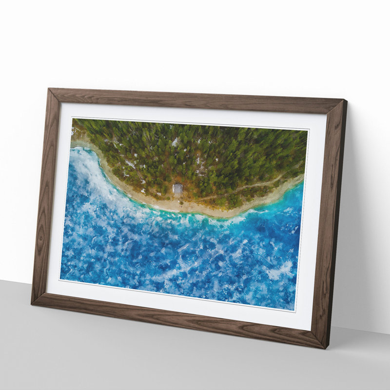 Beach in Canada - Picture Frame Painting, Walnut Framed, 48cm H x 65cm W x 2cm D