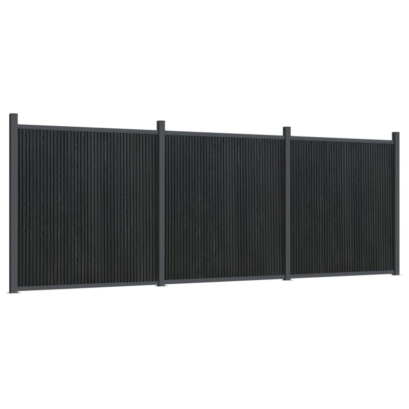 Fence Panel Grey WPC, 186cm H x 526cm W