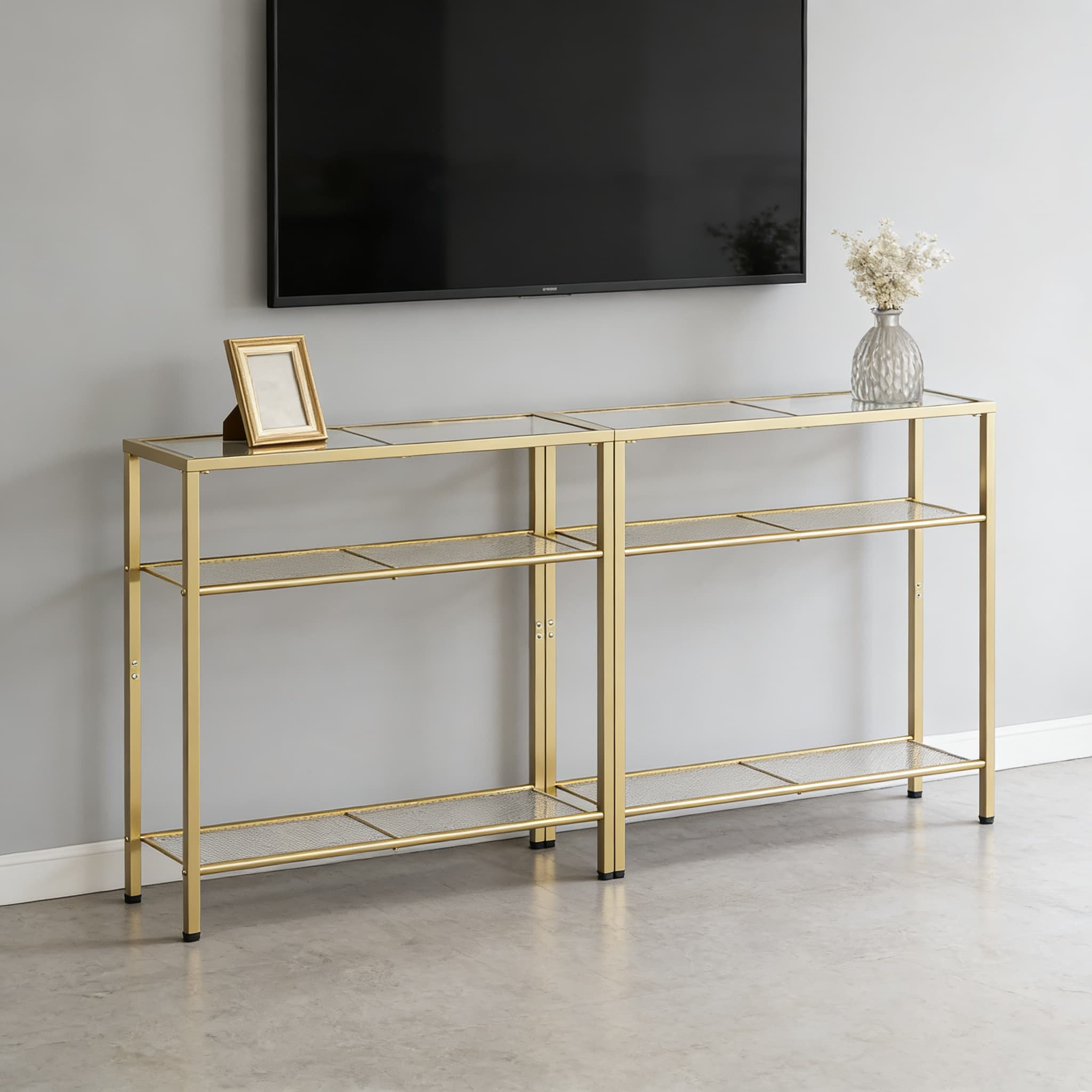 Ivy Bronx Modern Narrow Console Table With Tempered Glass Top And 3 ...