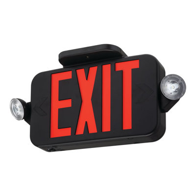 Lithonia Lighting Basics ECRG Emergency Light/Exit Combo, Round, Black Color Finish