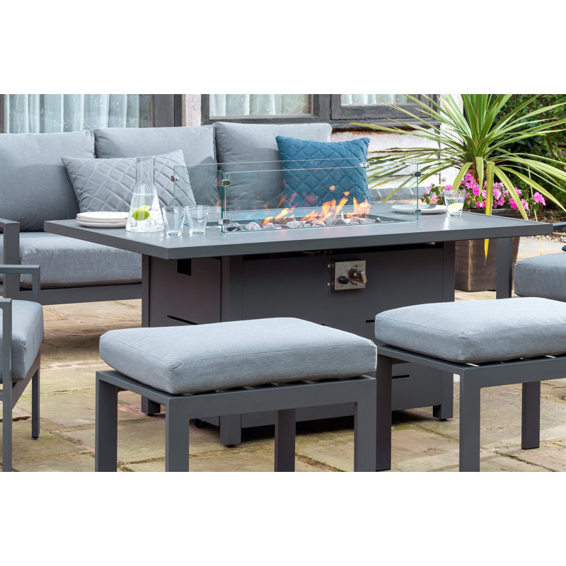 Brilon Titchwell 7 Seater Lounge Set with Firepit Table
