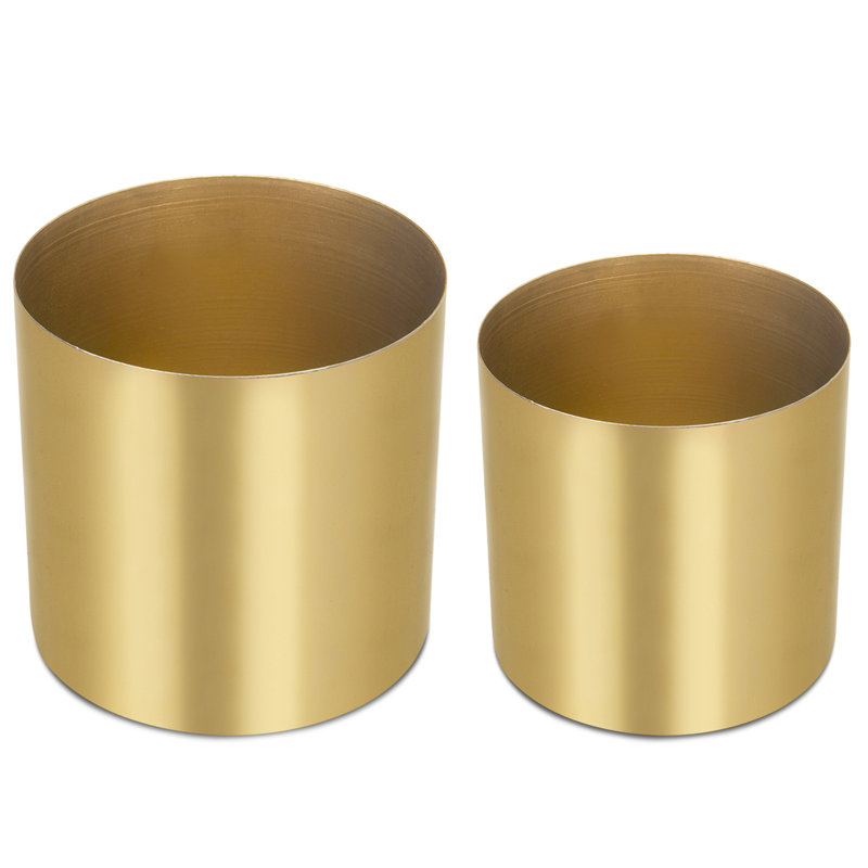 Jaspal Brushed Brass Plated Pot Planter Indoor, Gold