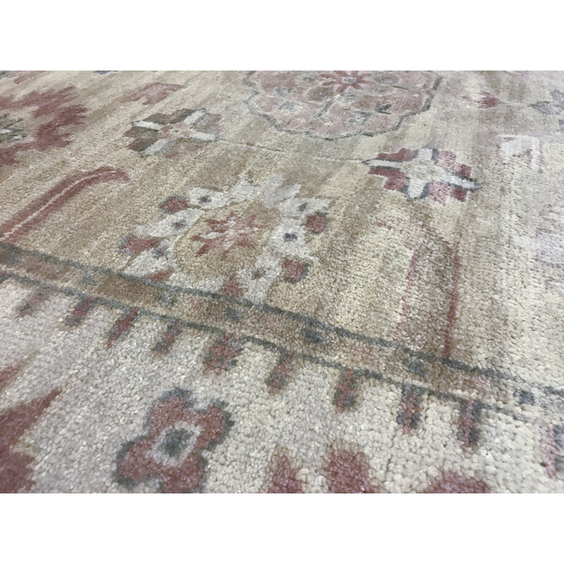 Hand-Knotted High-Quality Gold and Ivory Area Rug