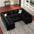 Seybert Large U Shaped Modular Sectional Sofa Pull Out Sofa Bed Sleeper Convertible Corner Sofa-101957204