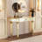 47" Half-Moon Mirrored Console Table With Fluted Glass & Crystal Knob Drawer-1988813146