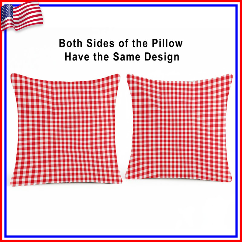 Red White Gingham Pattern Double Sided Throw Pillows, 26 x 26 inches