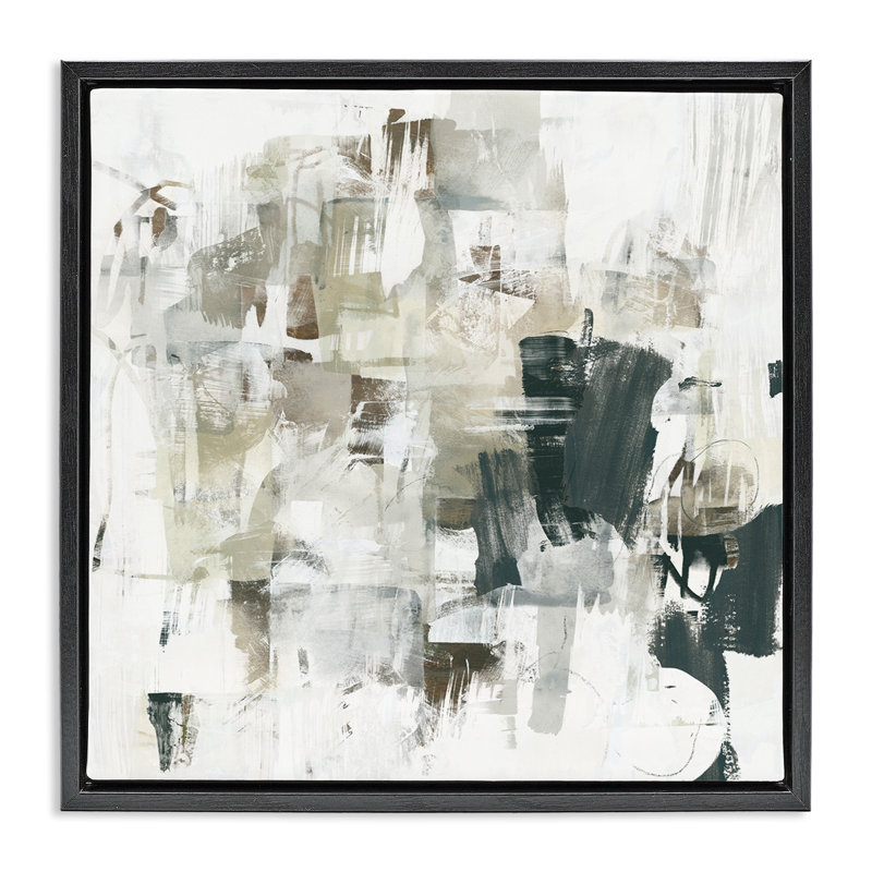 Abstrait, peinture monochrome encadrée sur toile flottante par June Erica Vess, Cadre flottant noir de jais