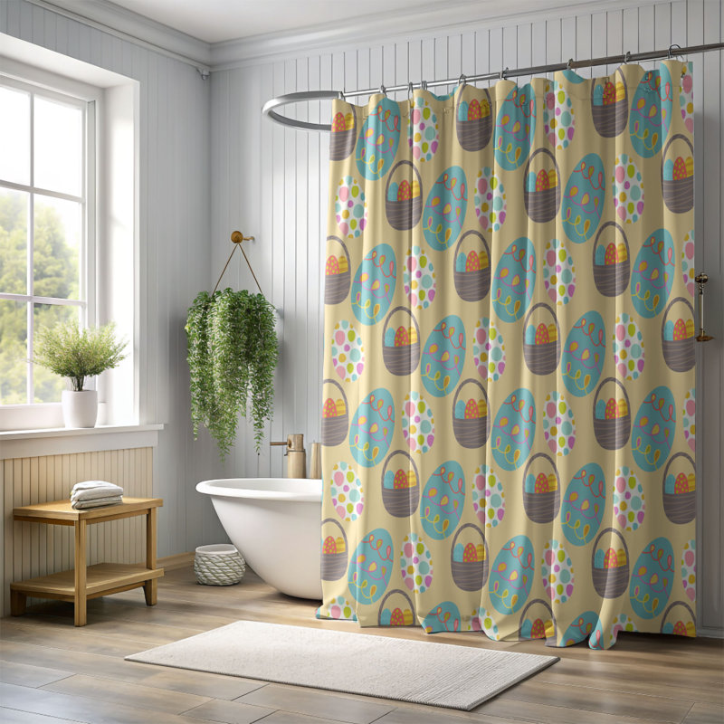 Rideau de douche standard 1 pièce - Pâques, H 74 po x l 71 po