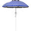 Parasol portatif, mécanisme réglable en hauteur et inclinable, auvent protégé de plus de 40 ans, 2 crochets pour porte-gobelets, rayure bleue et blanche ventilée avec fonction et hauteur, toit, extérieur