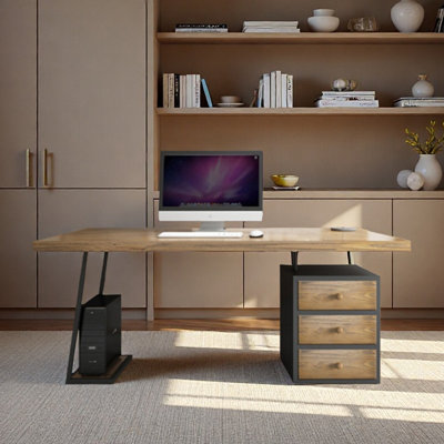 Bureau en bois massif avec tiroirs simples