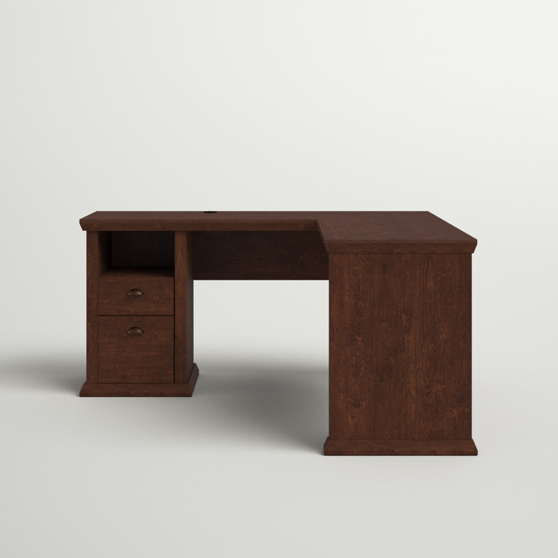 Palaksh L-Shaped Executive Desk, Antique cherry