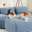 Canapé 4 places en velours côtelé doux 32D éponge haute résilience ergonomique pour animaux de compagnie à compression complète sans emballage combiné sans assemblage pour les études de chambre à coucher, bleu-130575070