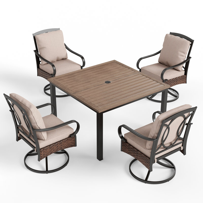 Sherborn 4 - Person Patio Dining Set with Square Table , Cushions Included