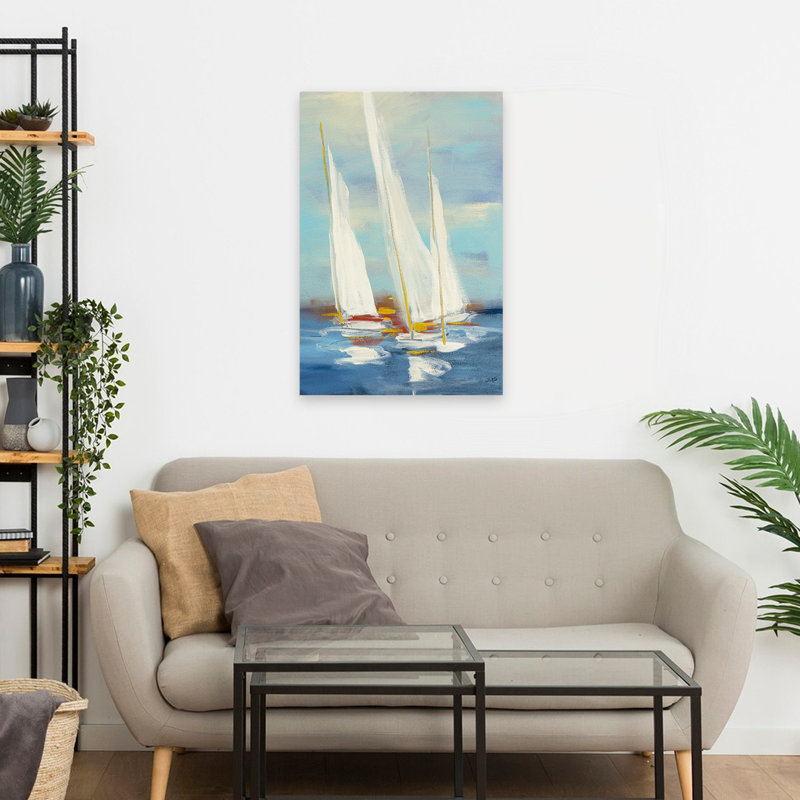 Bleu et bateaux, régate d'été III, art, H 24 po x l 16 po