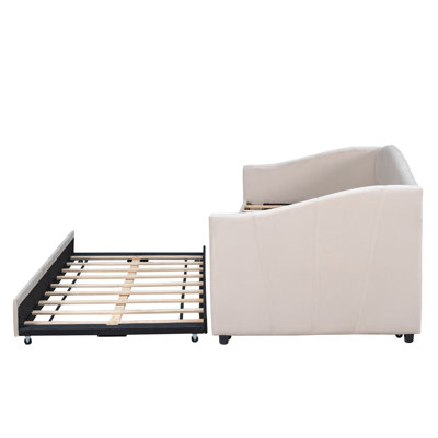 Upholstered Daybed Sofa Bed Twin Size With Trundle Bed And Wood Slat -  STYLISH, OKKK612-LP000412AAA