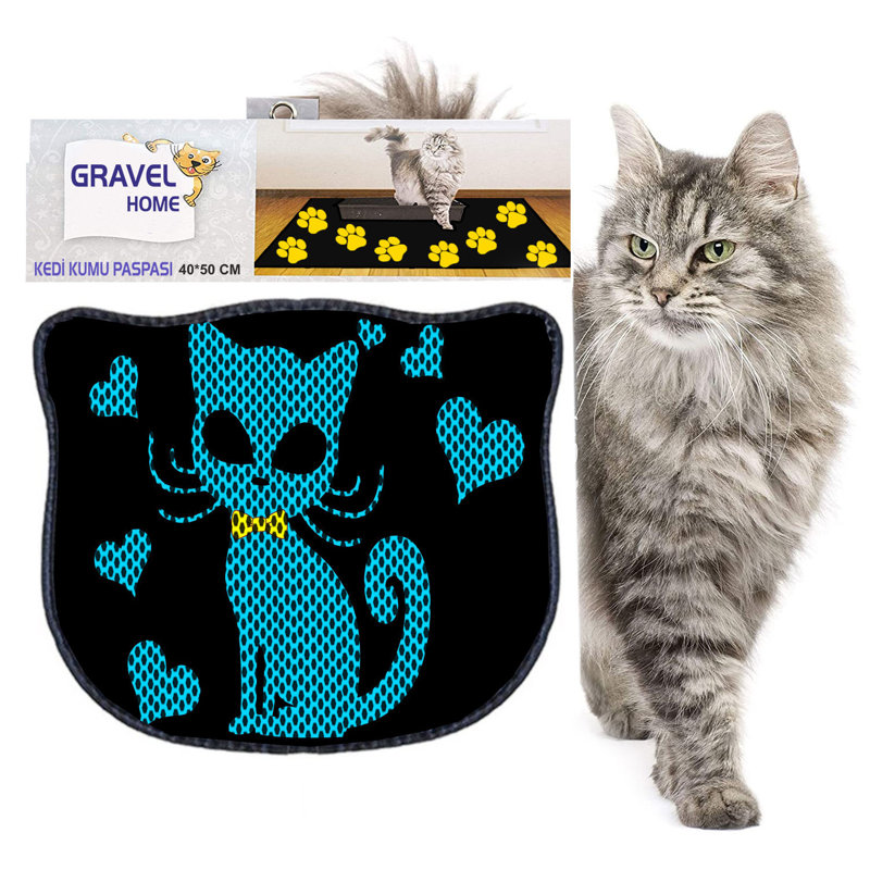 Tapis de litière durable pour chat, 15,7 po x 19,7 po | 50% PVC / 50% polyester, lavable à la machine et passer l'aspirateur | Parfait pour un nettoyage facile, conception antidérapante pour garder votre maison propre et fraîche, idéal pour les propriétaires d'animaux de compagnie