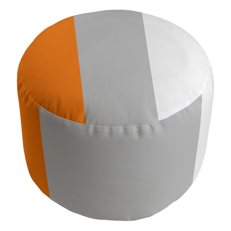 Upholstered Ottoman, Orange/Silver/White