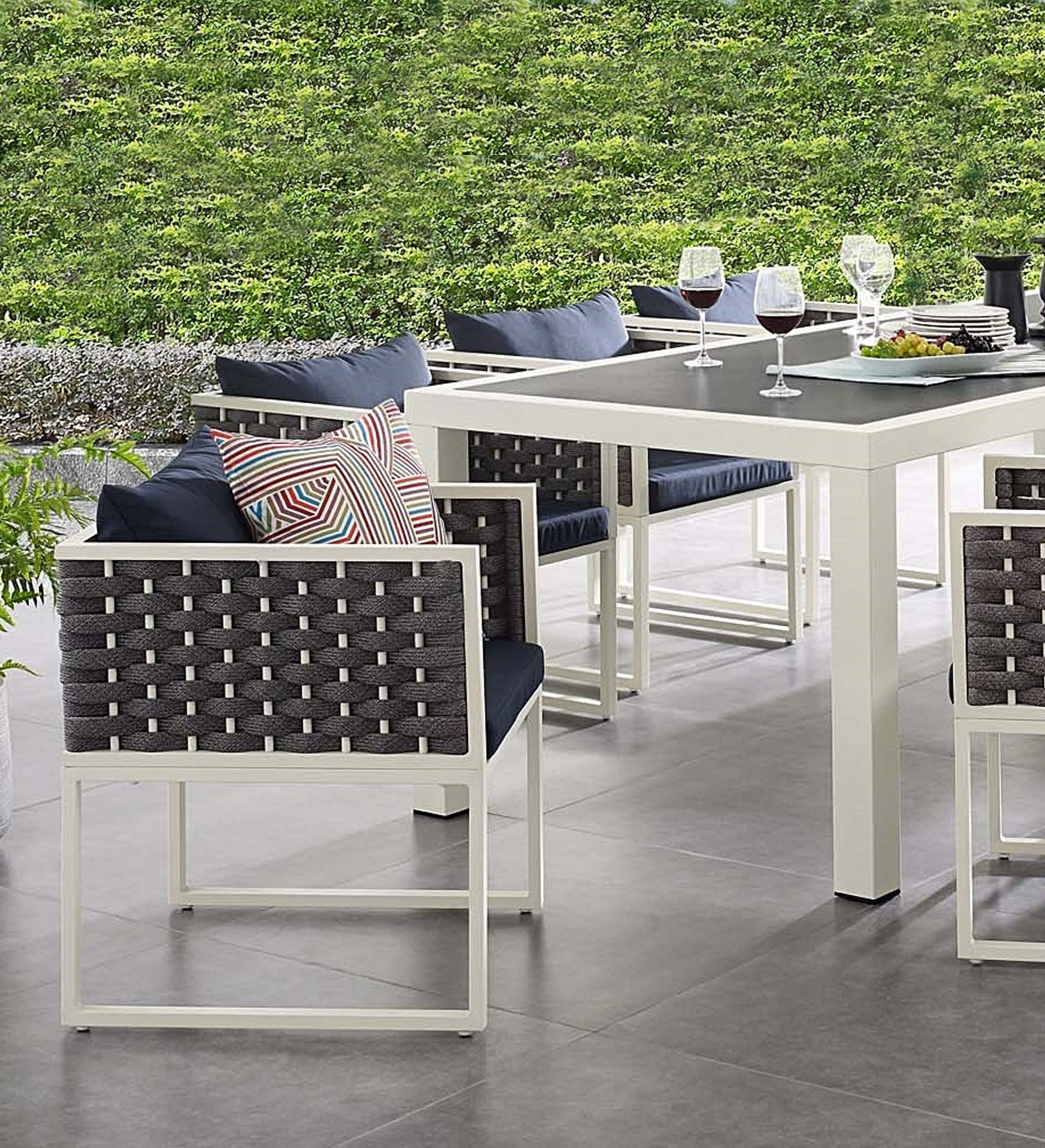 BSD National Supplies Modern Grey And White Outdoor Dining Chairs With