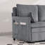 Canapé-lit convertible moderne en velours côtelé gris compact avec ports USB
