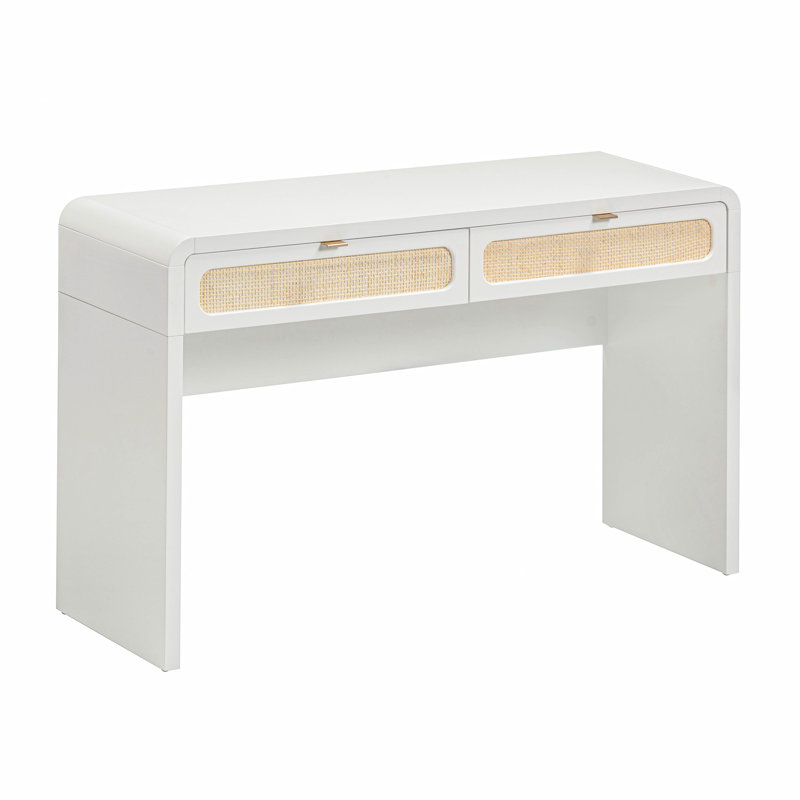 Console en rotin blanc Patty, Blanc