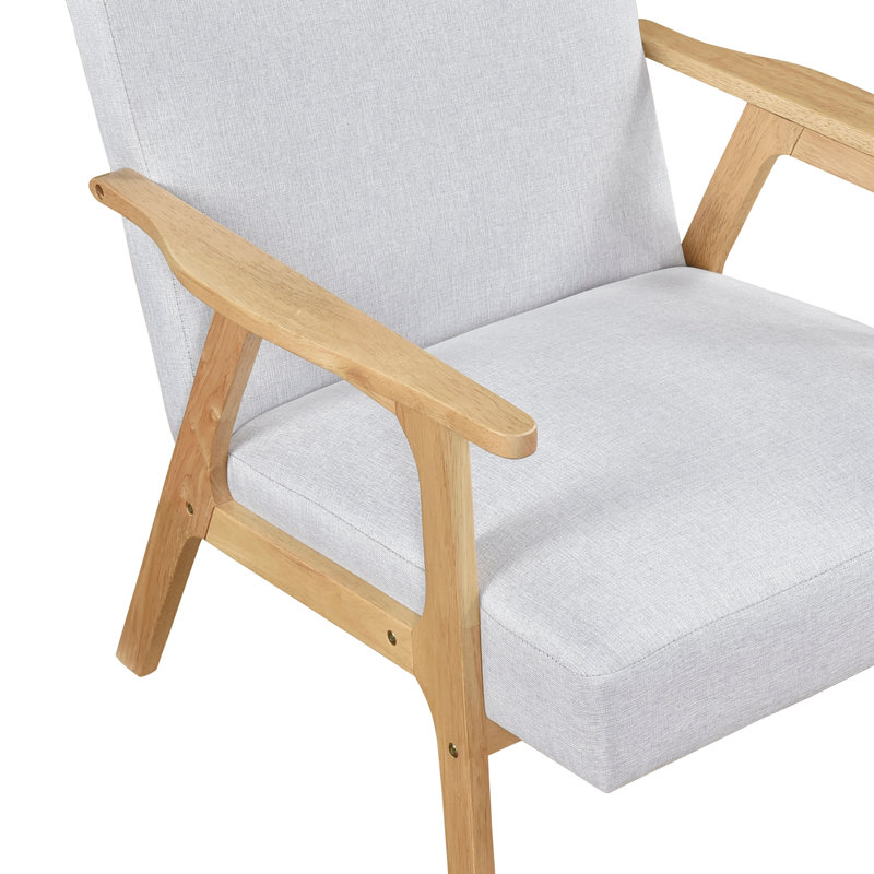 Chaise rembourrée contemporaine en tissu gris avec finition naturelle et capacité de 300 lb.