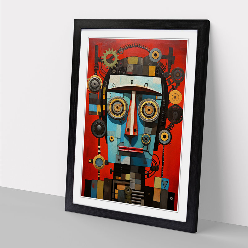 Robot Constructivism - Single Picture Frame Print on Wood, Black, 46cm H x 34cm W x 2cm D