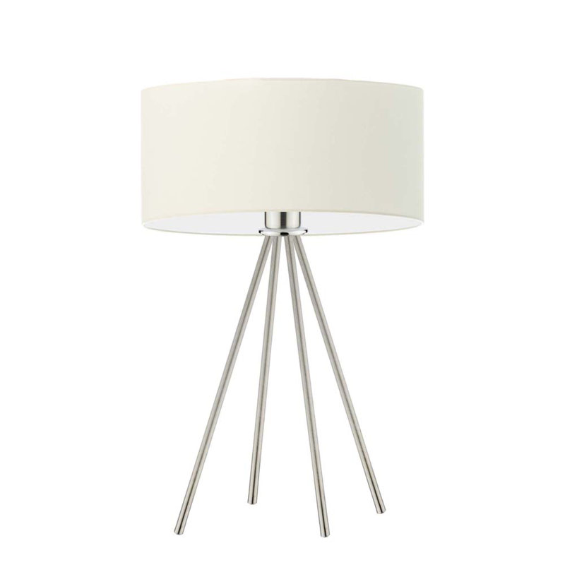 Arneshia Metal Table Lamp, Brushed Steel, Ecru