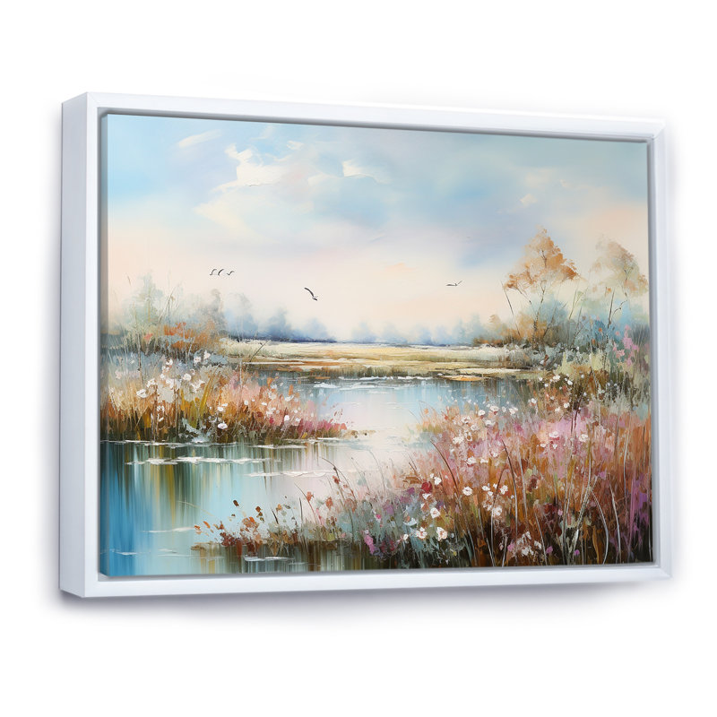 «Flower Meadow Charm» sur impression sur toile, Cadre flottant blanc, H 12 po x l 20 po x P 1 po