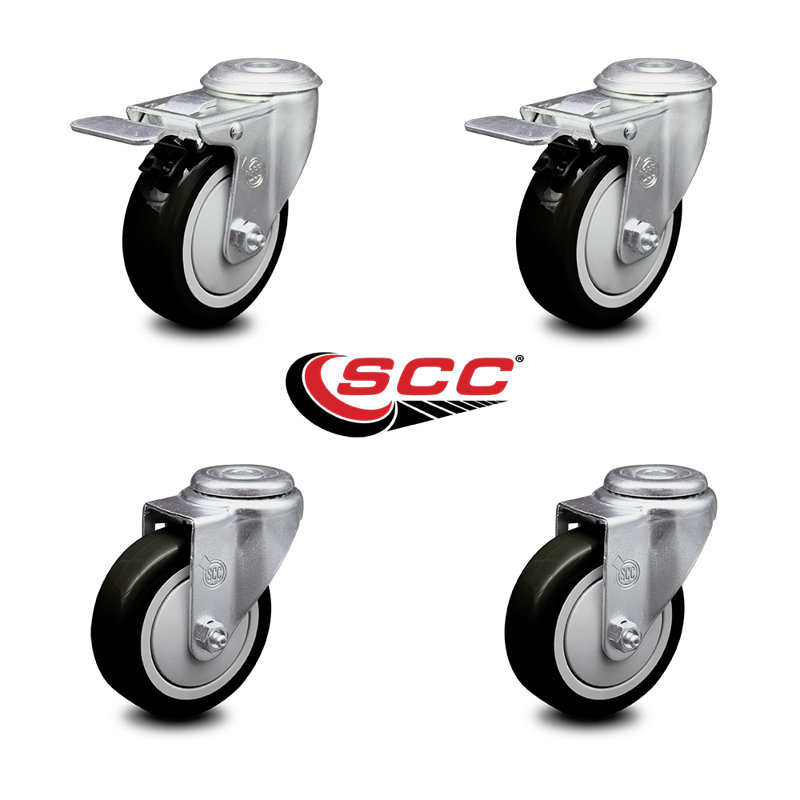 4-Piece Polyurethane Caster Set, Black