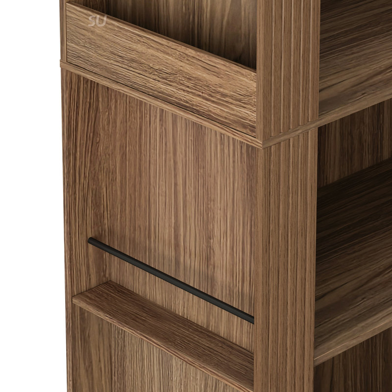 78.74" Tall 4-Tier Arched Bookcase with Open Display Storage Shelf, Brown