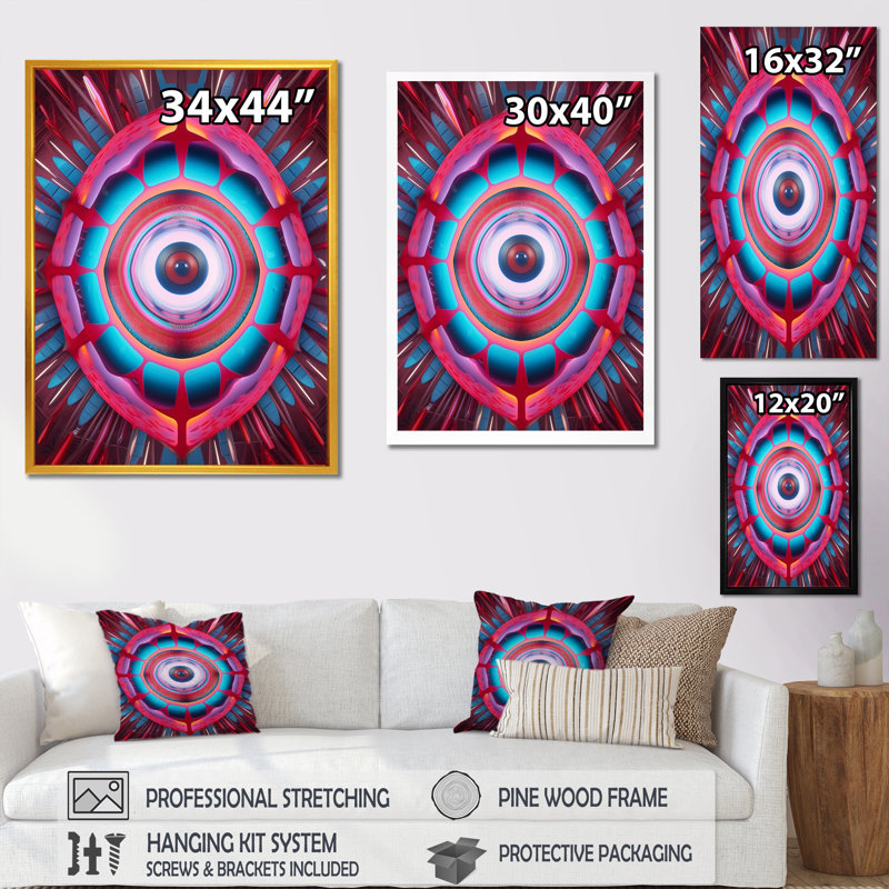 Visions de l'œil de la Conscience - décoration murale œil, Cadre simple argenté, H 40 po x l 30 po x P 1,5 po
