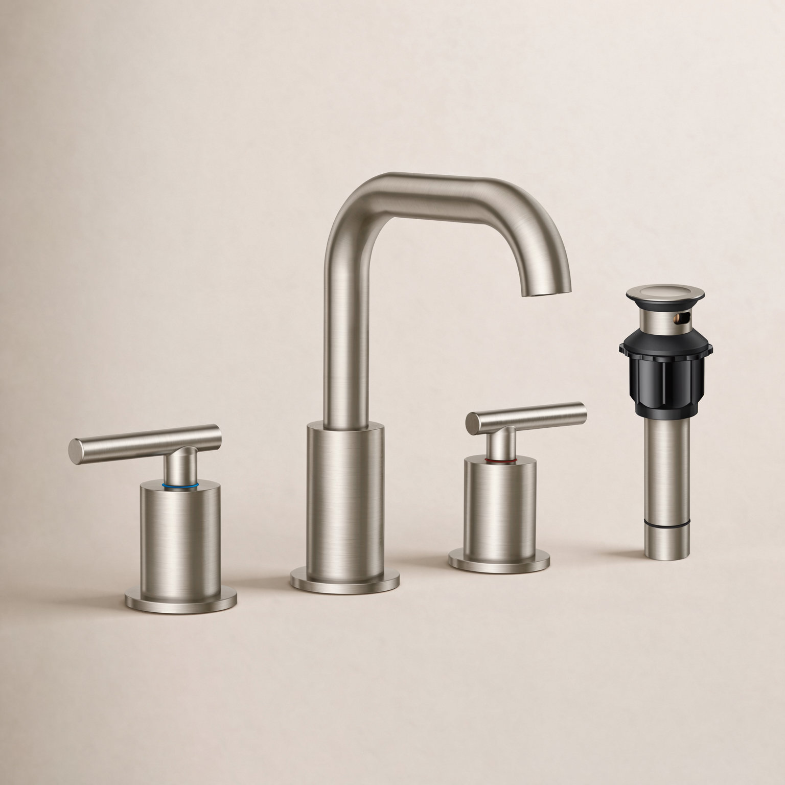 Widespread Bathroom Sink Faucet with Drain, Brushed Nickel