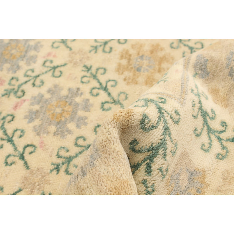 Tapis unique en laine noué à la main 4 pi 7 po x 5 pi nouvel âge Lahore Finest Beige Cartisha