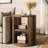 Round Fluted End Table, Farmhouse Round Side Table with 3-Tier Storage Shelves, Circle Bedside Nightstand