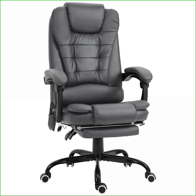 Vinsetto Massage Reclining Office Chair with 7-Point Vibration | Gray | Faux Leather