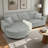 Corduroy Upholstered Sleeper Sectional Sofa With Arc-Shaped Ottoman, L-Shaped Modular Convertible Couch With Reversible Chaise And Tufted Design-565881654