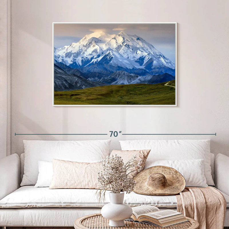 Denali en Alaska, Cadre flottant blanc, 40 po x 27 po