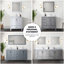 Meuble-lavabo double gris foncé l 72 po x P 22 po, comptoir en marbre de Carrare, ensemble de robinet et miroir de 28 po