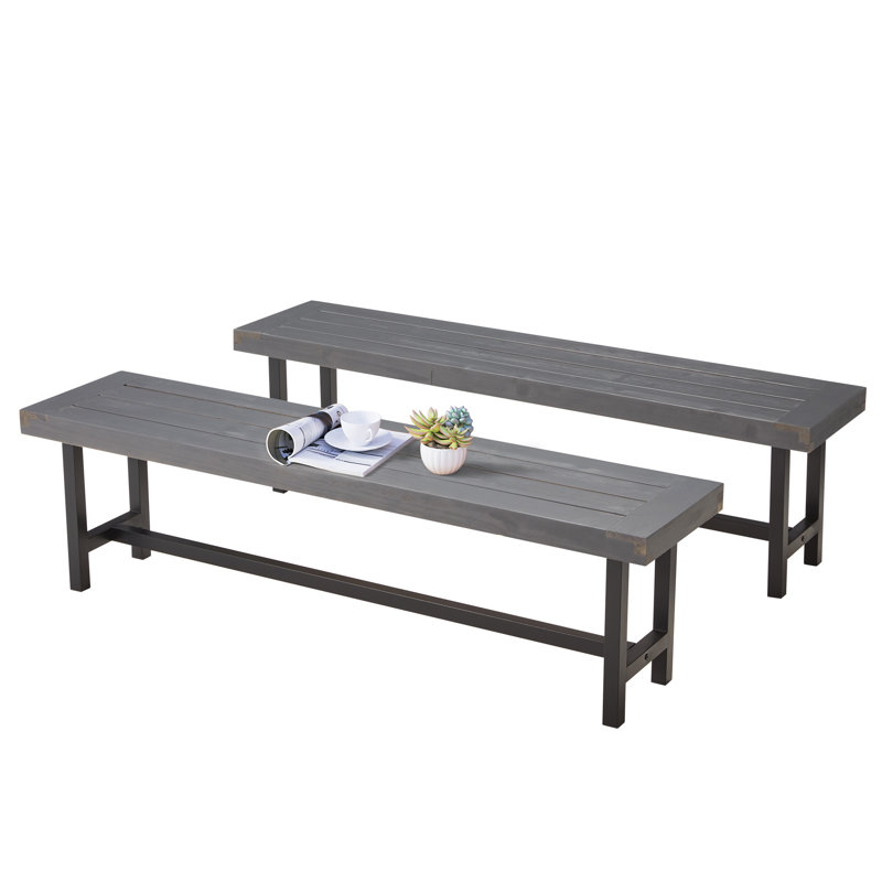 Banc de pique-nique en bois Lulsgate (ensemble de 2), Gris