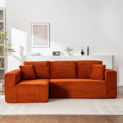 Northwyn L-Shaped Modular Sectional Sofa With Soft Corduroy Upholstery And Deep Seating Comfort
