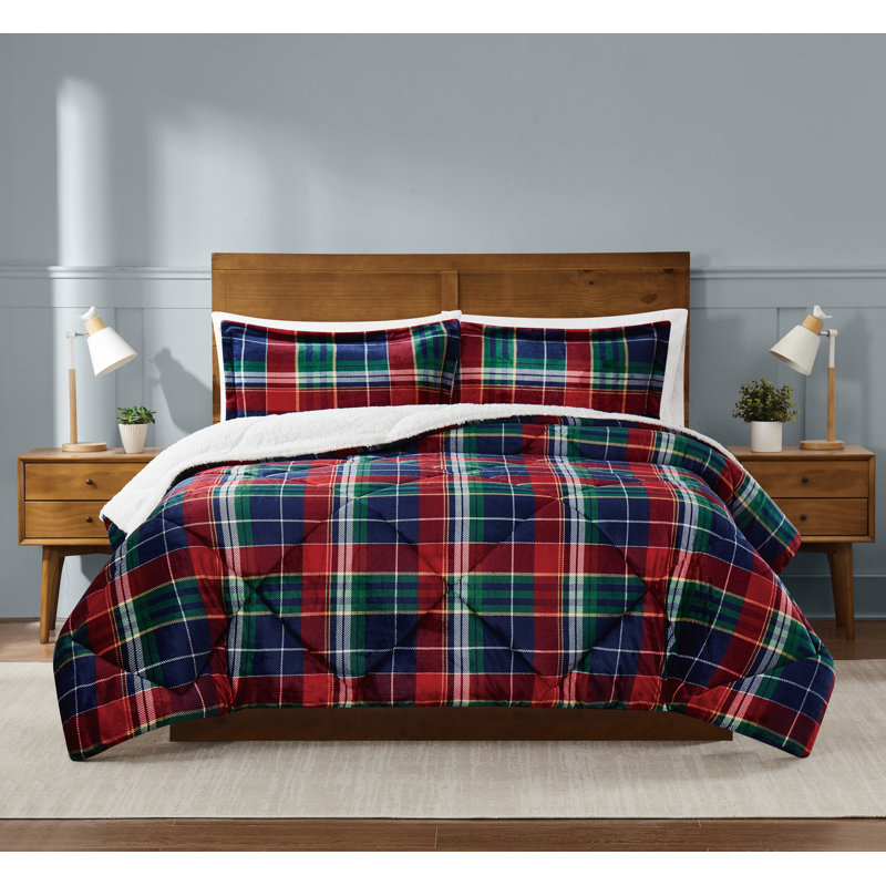 Ensemble d'édredon en tissu écossais Trely Soft Cuddle Warmth, Édredon pour grand lit + 2 taies décoratives pou, 3