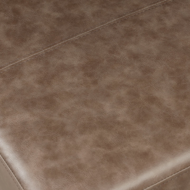 Banc de rangement avec repose-pieds 32 pouces en similicuir avec roulettes, Brun