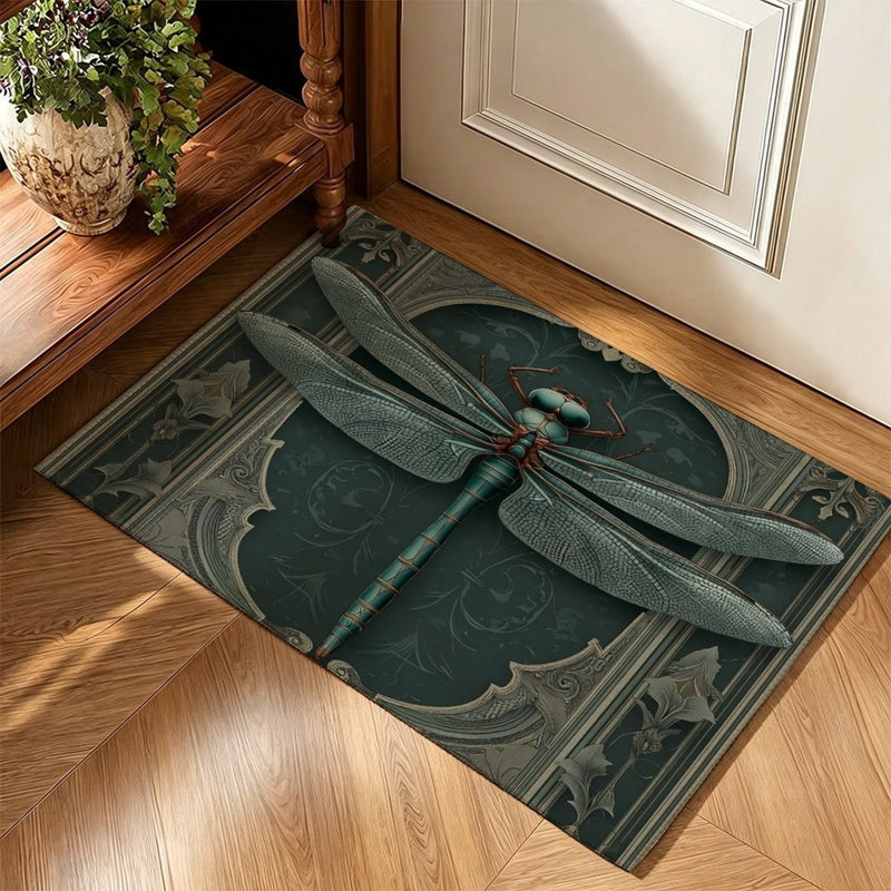 Tapis décoratif rustique de style libellule rétro, 120 x 80 cm